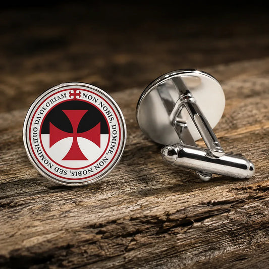 Boutons de manchette templiers croix pattée rouge « Sigillum Militum »
