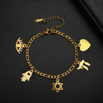 Bracelet à Breloques Main de Fatima, Chai et Étoile de David - Vignette | Médiéfan