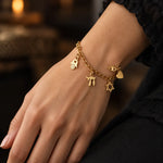 Bracelet à Breloques Main de Fatima, Chai et Étoile de David - Vignette | Médiéfan