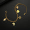 Bracelet à Breloques Main de Fatima, Chai et Étoile de David Doré