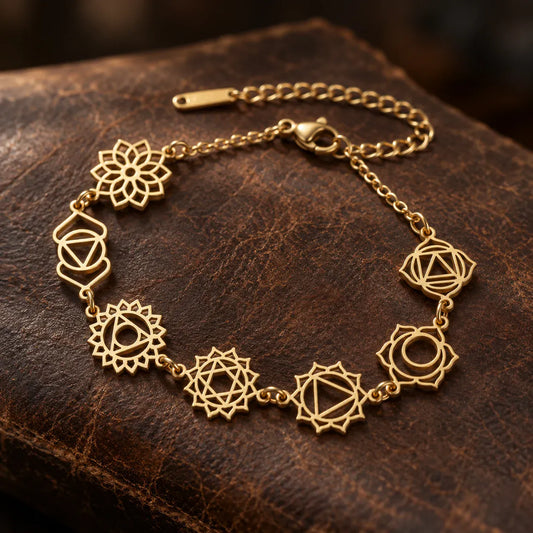 Bracelet à Maillons Symboles des 7 Chakras