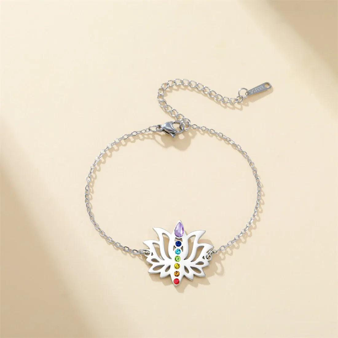 Bracelet Chaînette Fleur de Lotus 7 Chakras