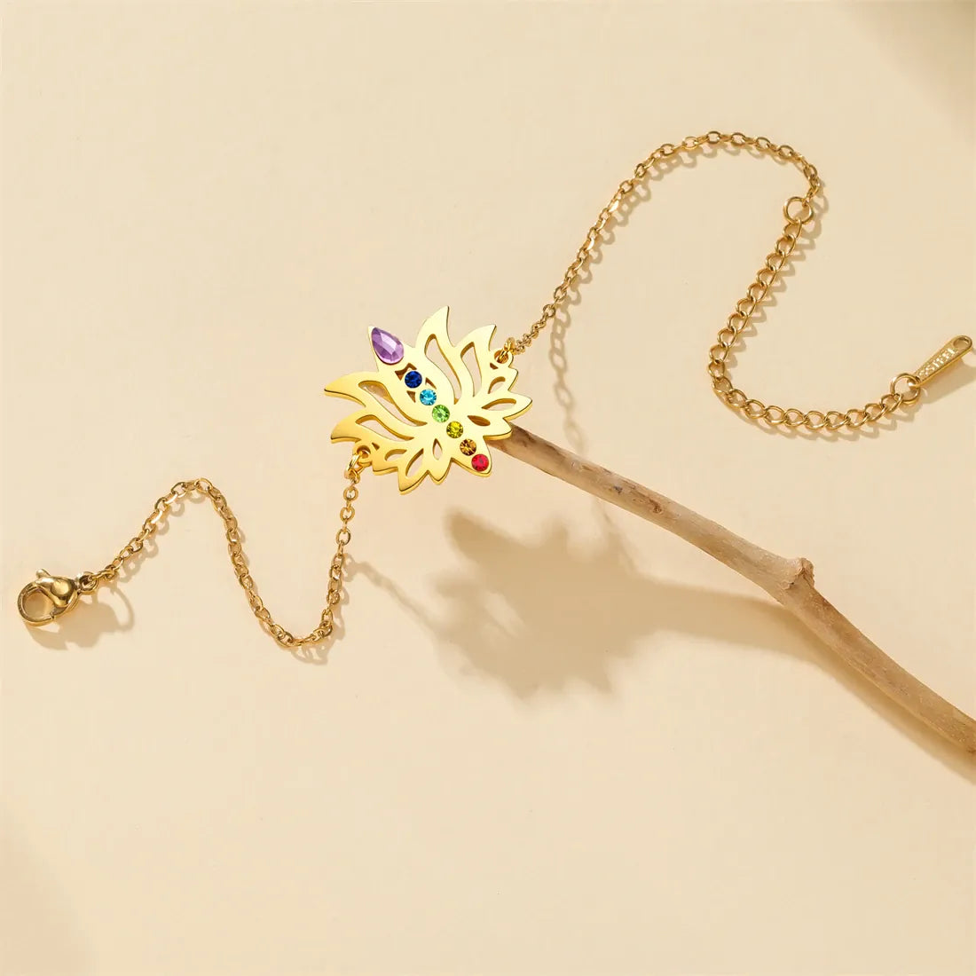 Bracelet Chaînette Fleur de Lotus 7 Chakras