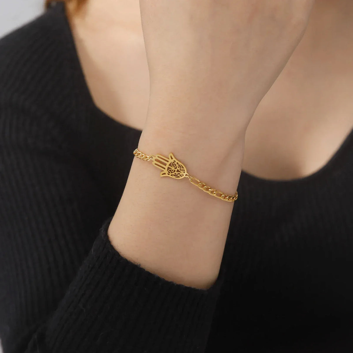 Bracelet Cordon Main de Fatima Filigranée