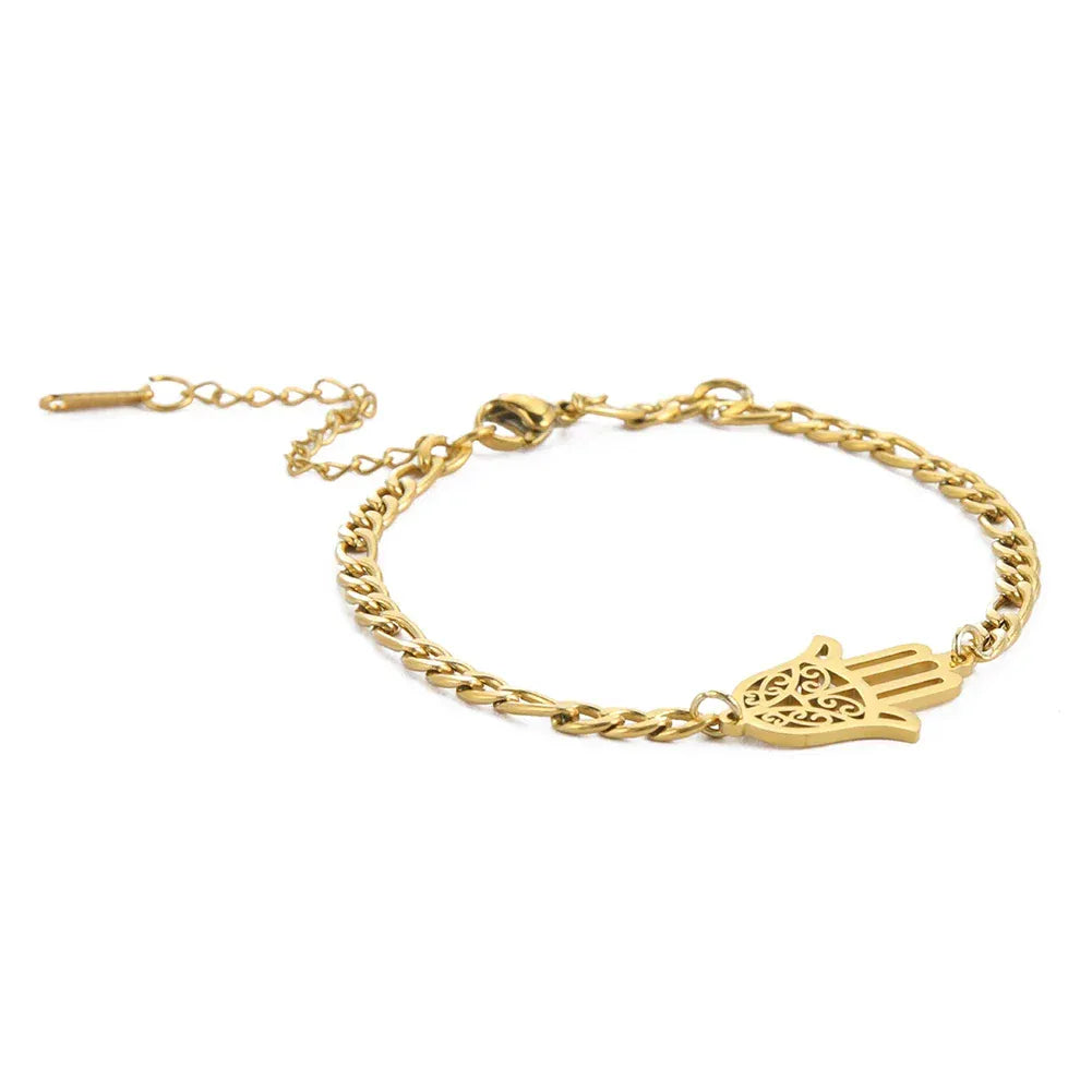 Bracelet Cordon Main de Fatima Filigranée Chaîne dorée