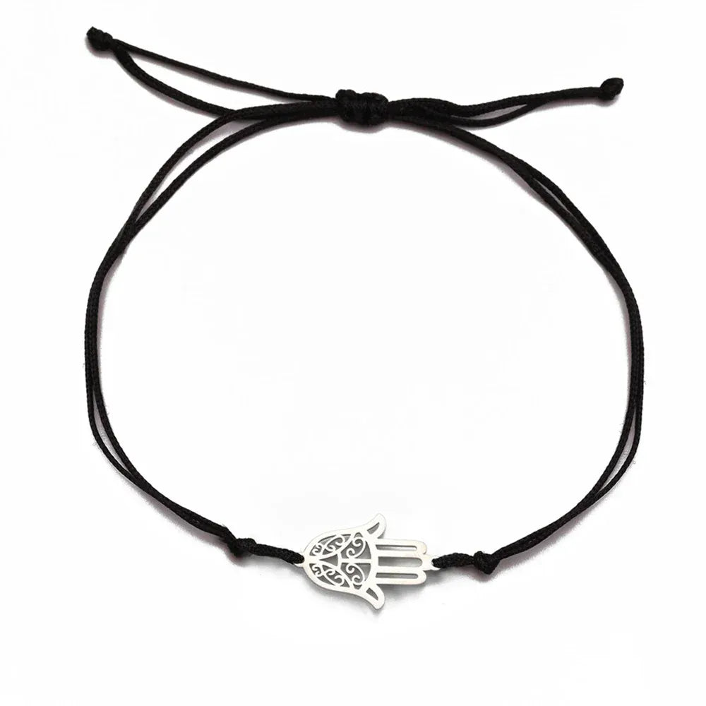Bracelet Cordon Main de Fatima Filigranée Cordon noir