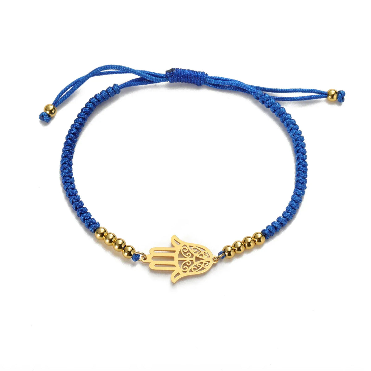 Bracelet Cordon Main de Fatima Filigranée Tressé bleu