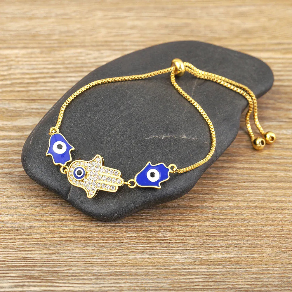 Bracelet Coulissant Trois Mains de Fatima Émaillées