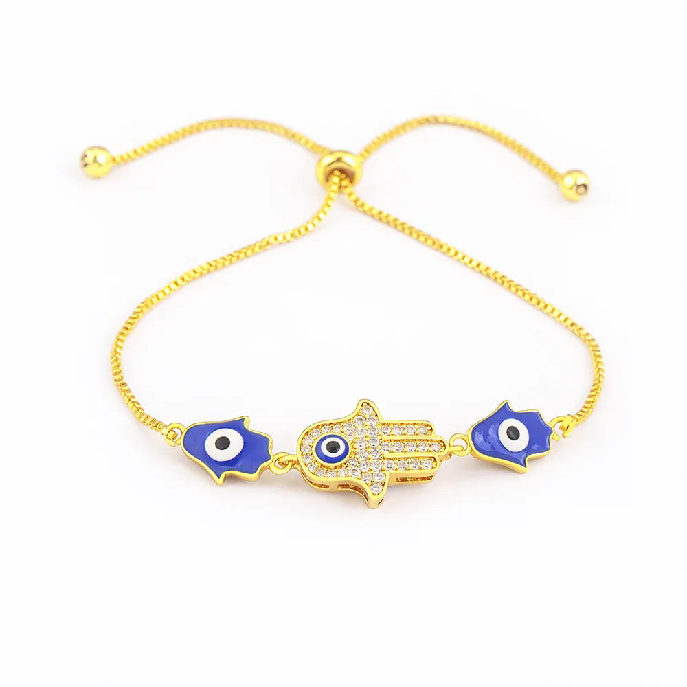 Bracelet Coulissant Trois Mains de Fatima Émaillées