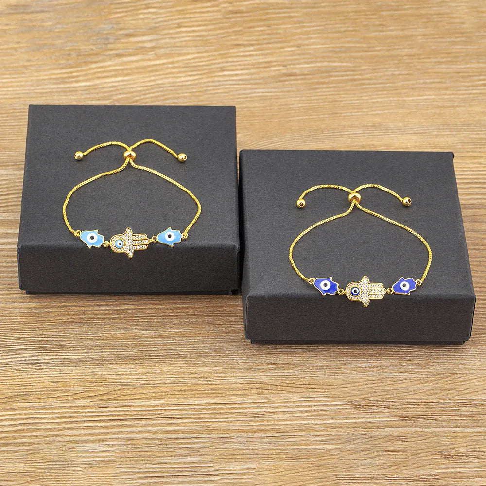 Bracelet Coulissant Trois Mains de Fatima Émaillées
