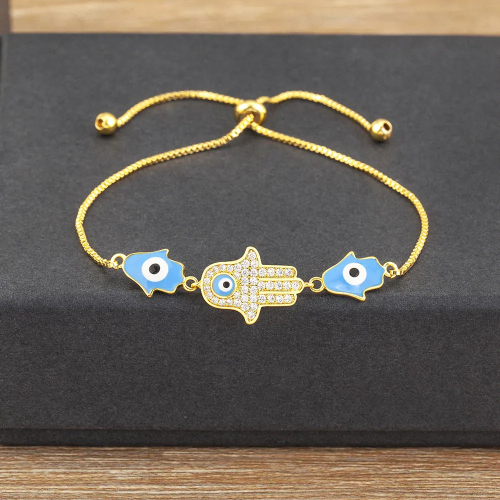 Bracelet Coulissant Trois Mains de Fatima Émaillées