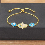 Bracelet Coulissant Trois Mains de Fatima Émaillées - Vignette | Médiéfan