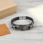 Bracelet Cuir Multirangs Main de Fatima et Œil - Vignette | Médiéfan