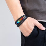 Bracelet Cuir Tressé Multirang 7 Chakras - Vignette | Médiéfan