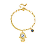 Bracelet Doré Main de Fatima et Breloque Œil Bleu - Vignette | Médiéfan