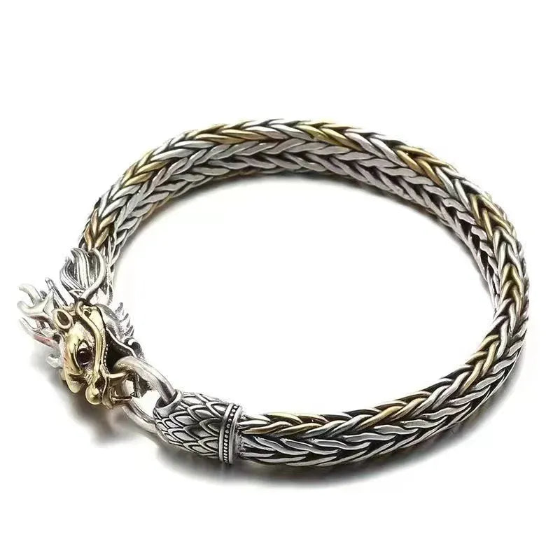 Bracelet Dragon Dominateur pour Homme, Bijoux de Style Ethnique, Rétro, Or, Argent, Collision, Cadeau pour Petit Ami