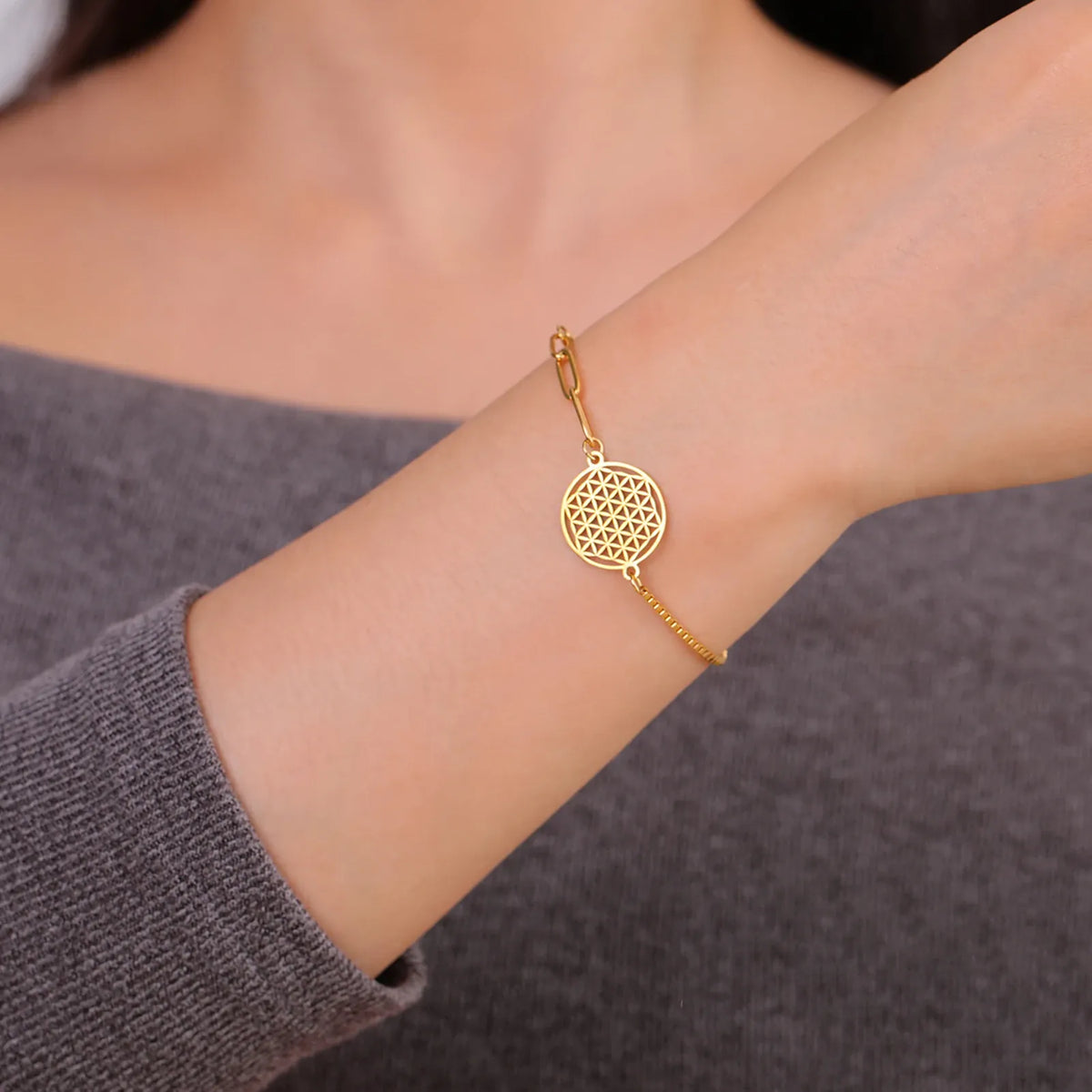 Bracelet Fleur de Vie Maillons Trombone