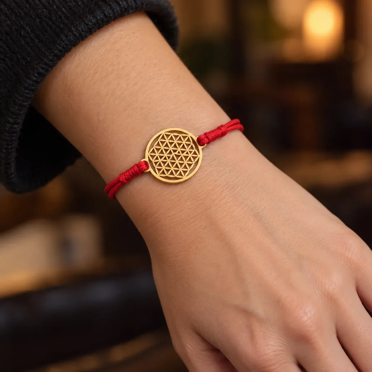 Bracelet Fleur de Vie sur Cordon Coulissant