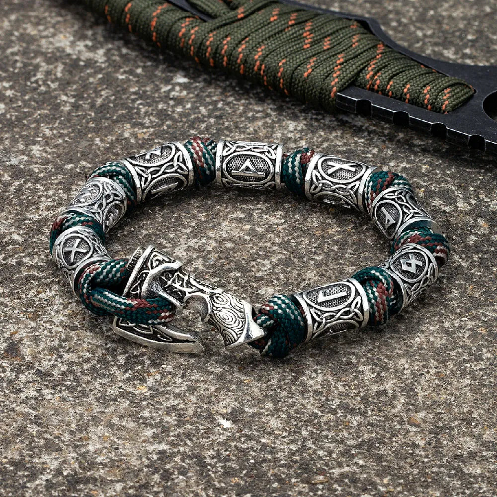 Bracelet Hache Viking Camouflage Vert / 19 cm
