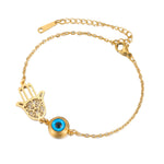 Bracelet Main de Fatima Filigranée et Cabochon Bleu - Vignette | Médiéfan