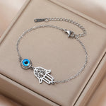 Bracelet Main de Fatima Filigranée et Cabochon Bleu - Vignette | Médiéfan