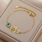 Bracelet Main de Fatima Filigranée et Cabochon Bleu - Vignette | Médiéfan