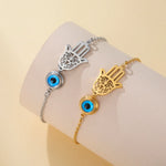 Bracelet Main de Fatima Filigranée et Cabochon Bleu - Vignette | Médiéfan