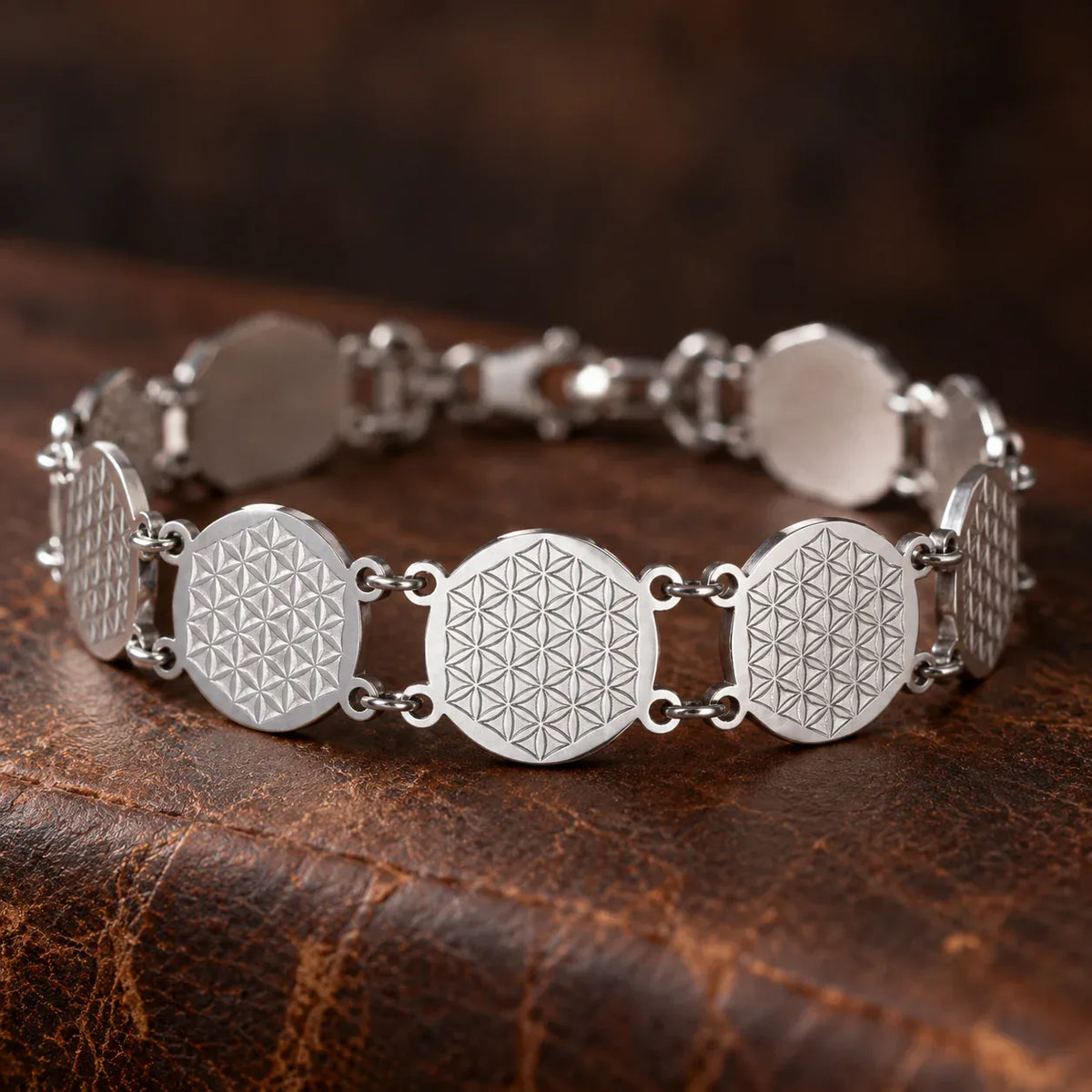 Bracelet Médaillons Fleur de Vie Hexagonale
