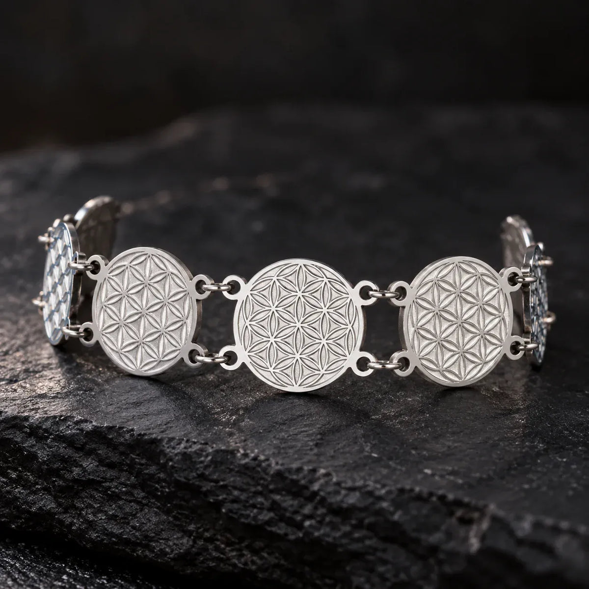Bracelet Médaillons Rosaces Fleur de Vie