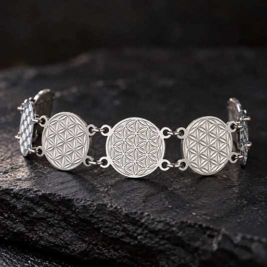 Bracelet Médaillons Rosaces Fleur de Vie
