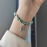 Bracelet Perles de Cristal Mains de Fatima et Breloque - Vignette | Médiéfan