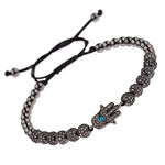 Bracelet Perles Serties Main de Fatima Turquoise - Vignette | Médiéfan