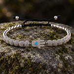 Bracelet Perles Serties Main de Fatima Turquoise - Vignette | Médiéfan