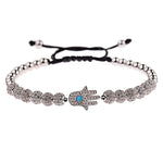 Bracelet Perles Serties Main de Fatima Turquoise - Vignette | Médiéfan