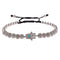 Bracelet Perles Serties Main de Fatima Turquoise Argenté