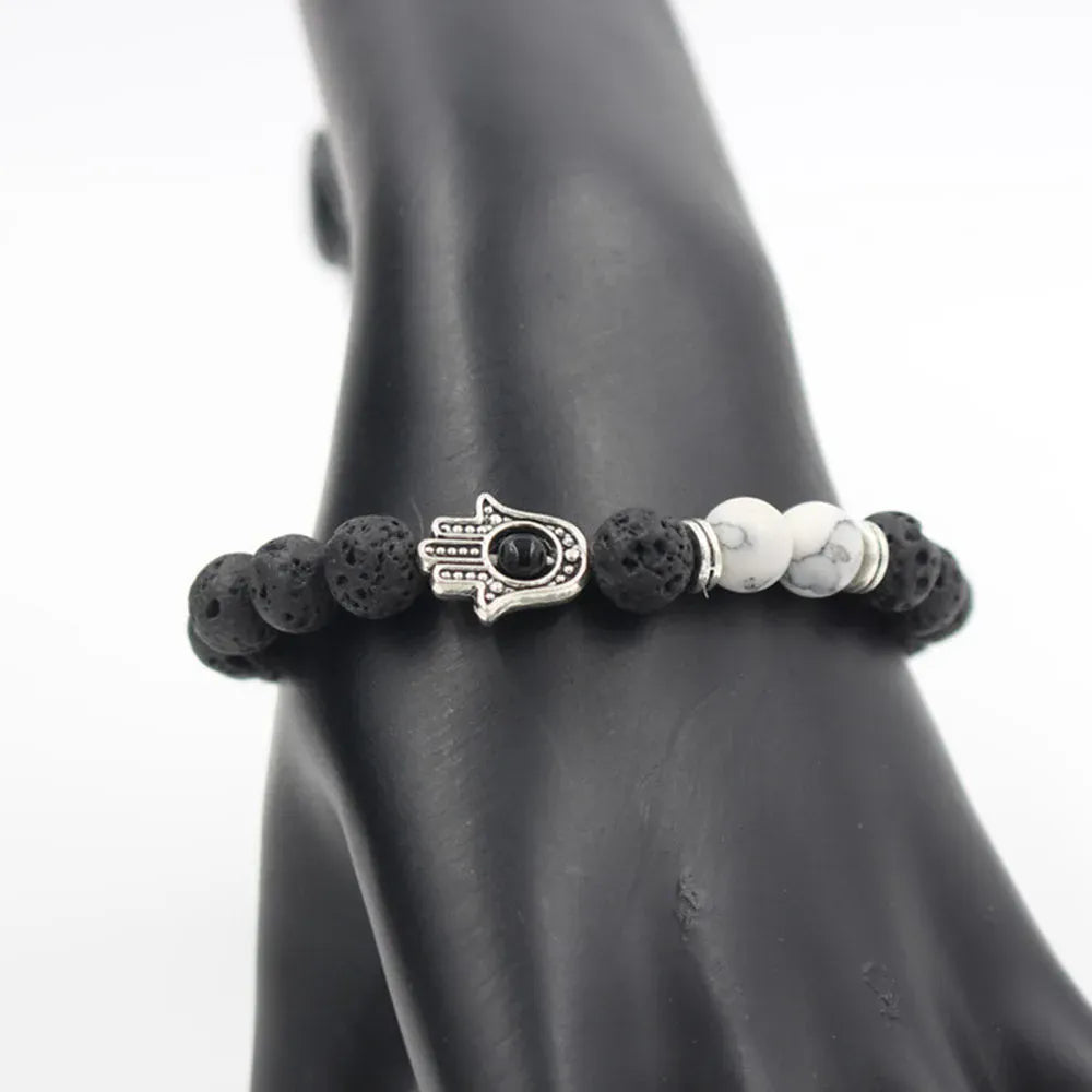 Bracelet Pierre de Lave Main de Fatima