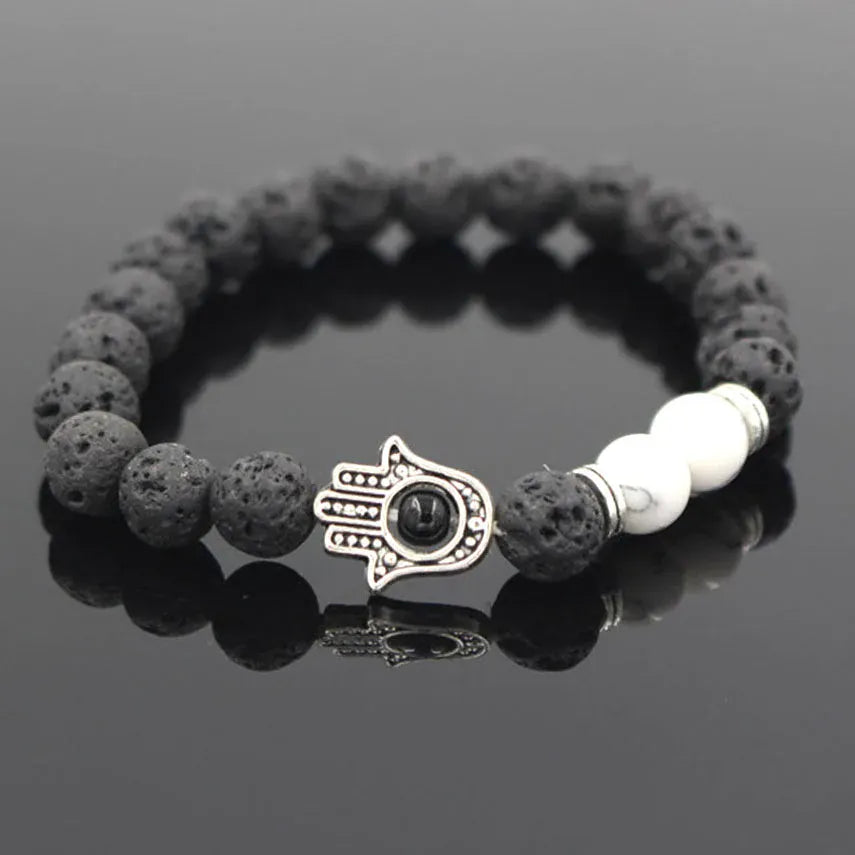 Bracelet Pierre de Lave Main de Fatima