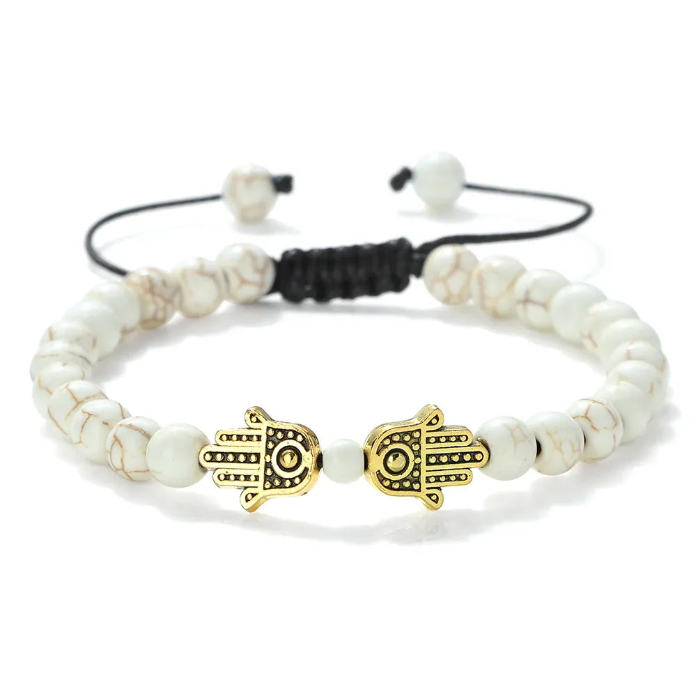 Bracelet Pierres Naturelles Deux Mains de Fatima Craquelé doré