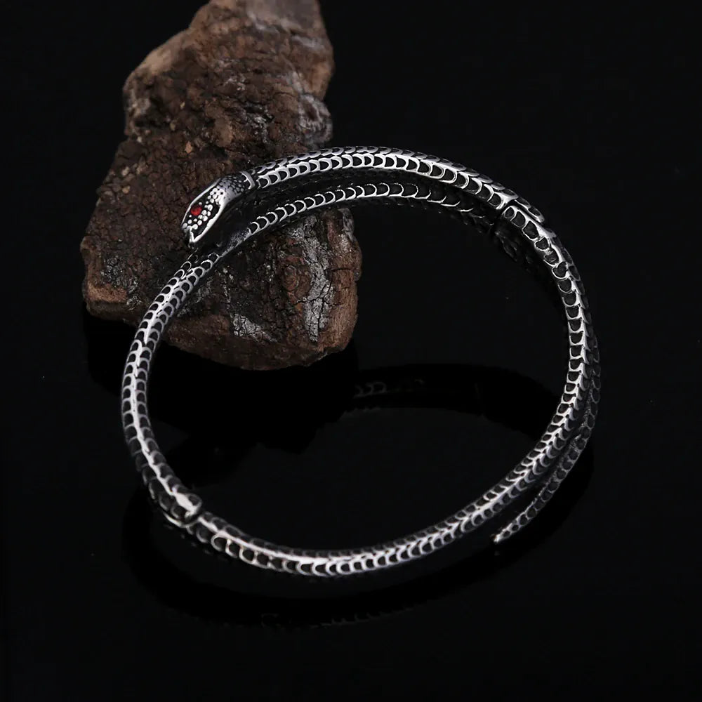 Bracelet Serpent Double Tour à Écailles Ciselées