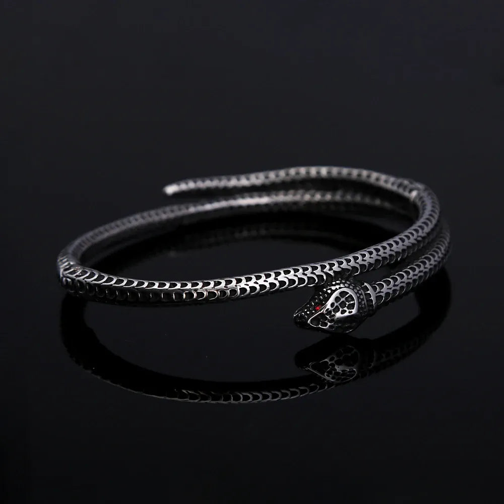 Bracelet Serpent Double Tour à Écailles Ciselées
