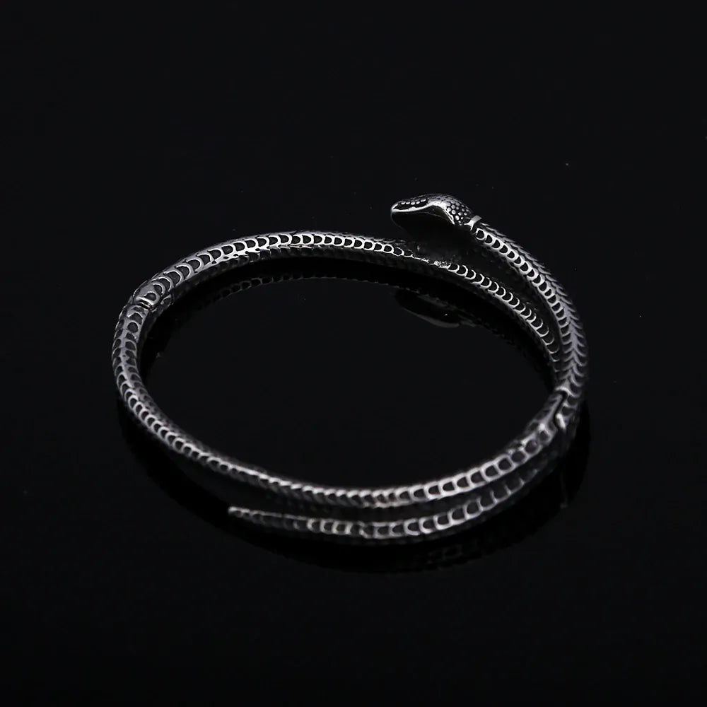 Bracelet Serpent Double Tour à Écailles Ciselées