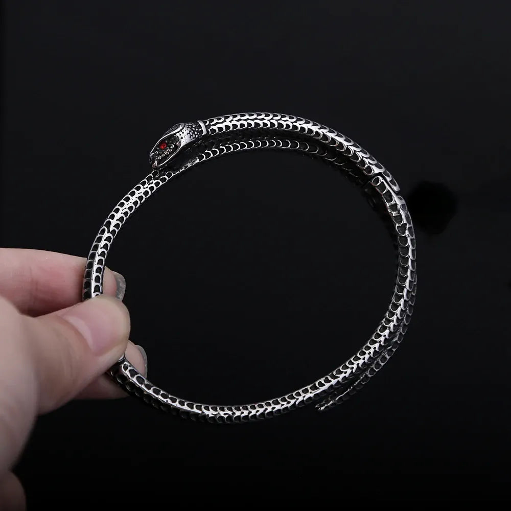 Bracelet Serpent Double Tour à Écailles Ciselées