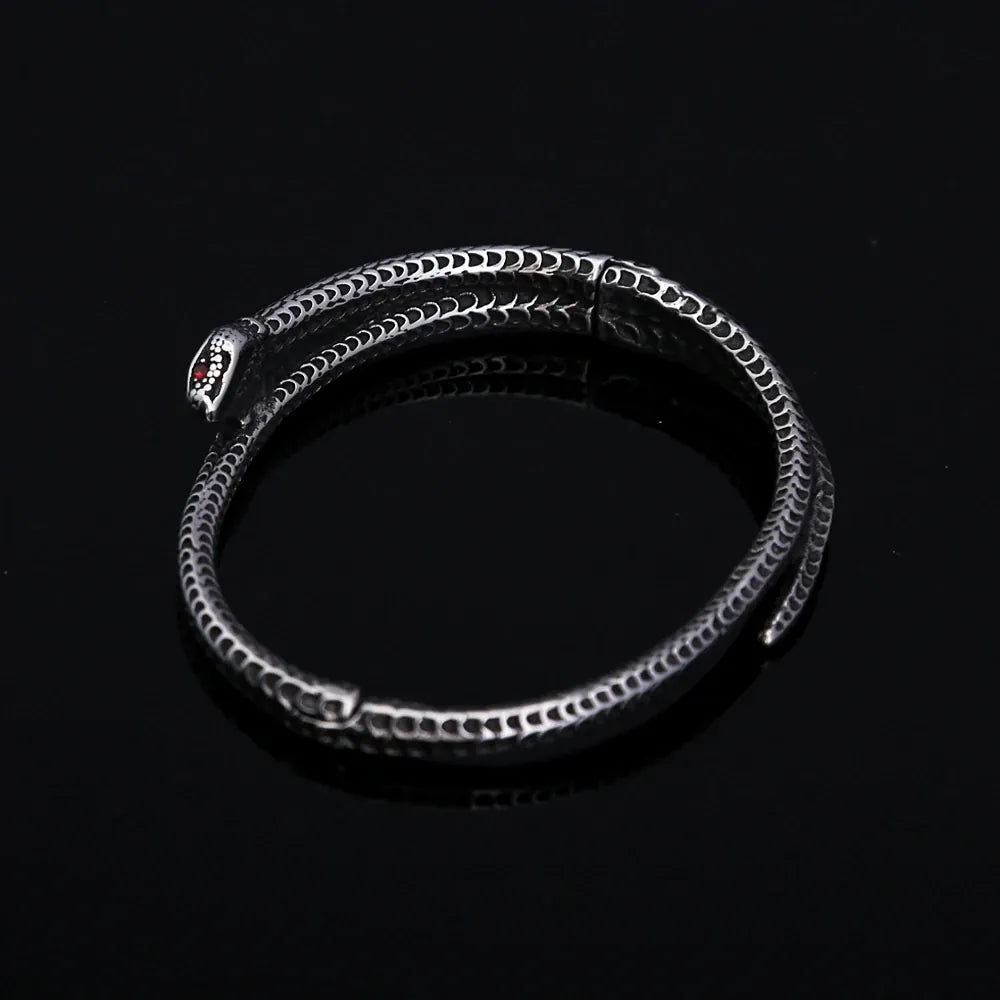 Bracelet Serpent Double Tour à Écailles Ciselées