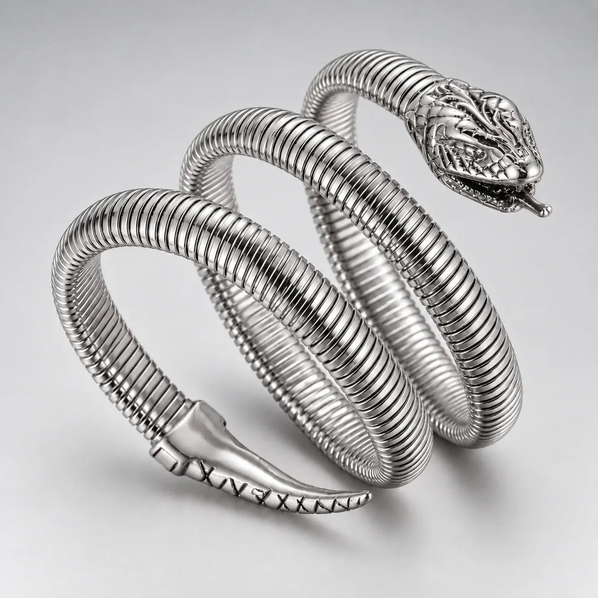 Bracelet Serpent Spirale Triple Tour Acier