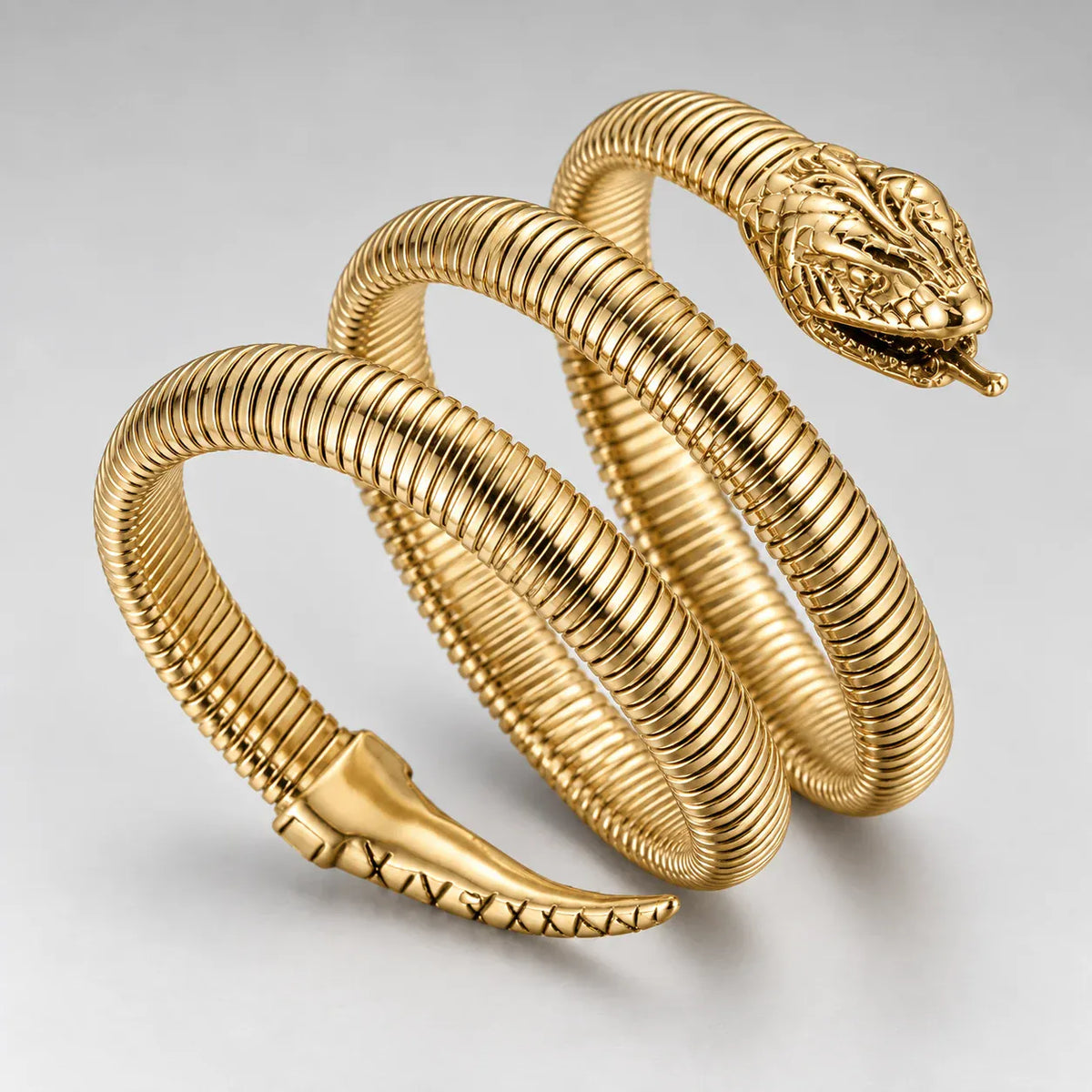 Bracelet Serpent Spirale Triple Tour Doré