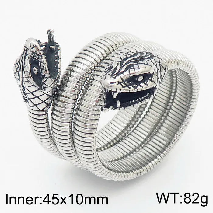 Bracelet Spirale à Deux Têtes de Serpent