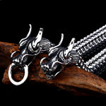 Bracelet Double Tête de Dragon Argenté - Vignette | Médiéfan