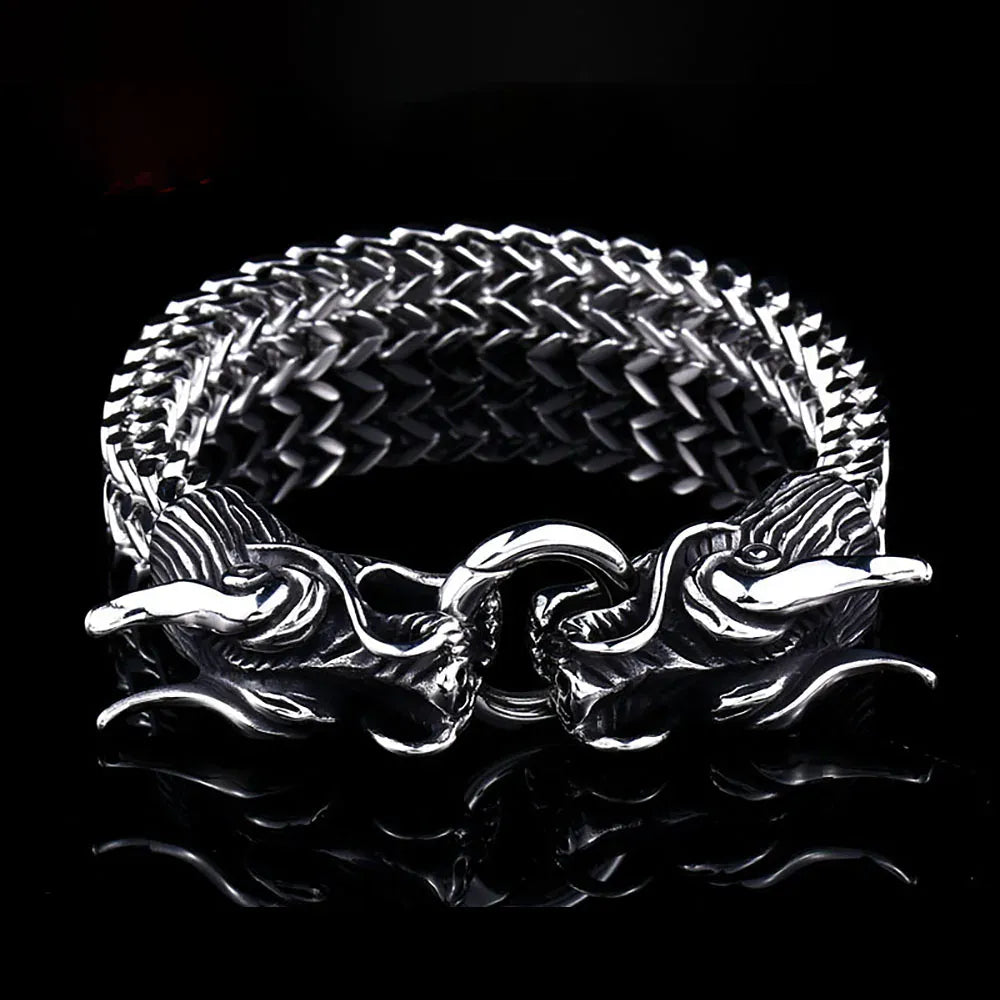 Bracelet tête de Dragon Viking Vintage pour hommes et femmes, amulette nordique en acier inoxydable, Punk, bijoux cadeau, livraison directe, nouvelle collection