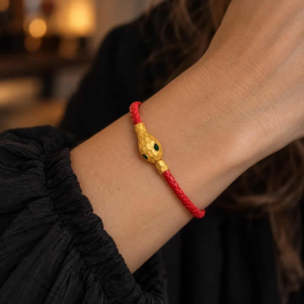 Bracelet Tressé Tête de Serpent