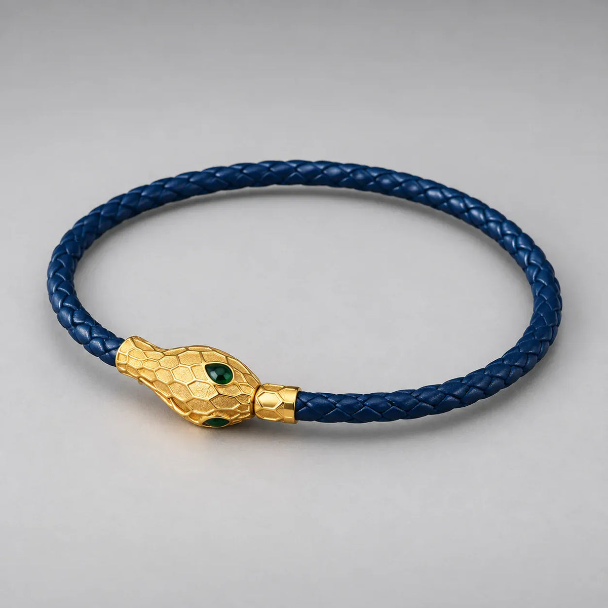 Bracelet Tressé Tête de Serpent Marine · doré / 22 cm